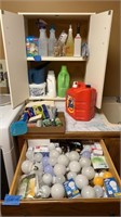 Cupboard with cleaning and lightbulbs