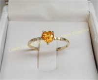 10K Gold yellow heart sapphire 0.60cts ring