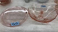 PINK DEPRESSION GLASS BOWL & PLATTER