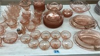 LRG COLL OF PINK DEPRESSION GLASS DISH SET