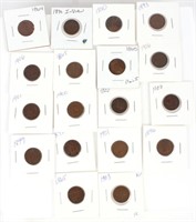 ASSORTED INDIAN HEAD PENNIES - LOT OF 18