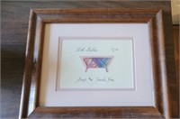 Bathroom framed sign with patch of quilt