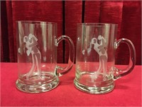 2 Cut Crystal Golfer Beer Mugs