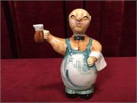 Vintage Hand Painted Pottery Bartender Decanter