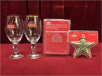 Stella Artois Glasses, Opener & Coaster