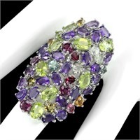 Natural Peridot Amethyst Tourmaline Ring