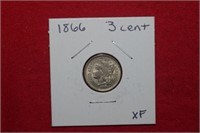 1866 Three Cent Silver Coin