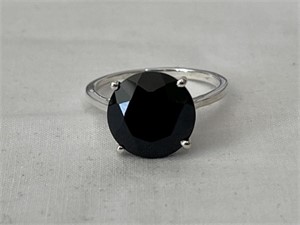 Black Spinel Ring in Sterling