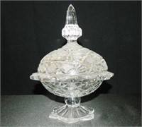 Crystal Candy Dish w/lid; Patterned glass