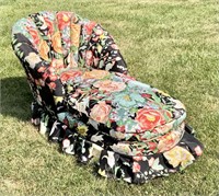 Upholstered chaise - flower and butterfly fabric,