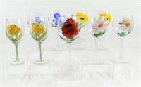 Hand Painted Floral Wine Glasses