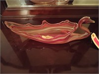 Blown glass swan planter