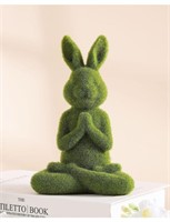 Moss Bunny Yoga Figurine Flocked Rabbit Decor