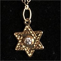 14K Yellow Gold Star of David Necklace