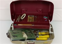 Tool box with craft tools and drafting set