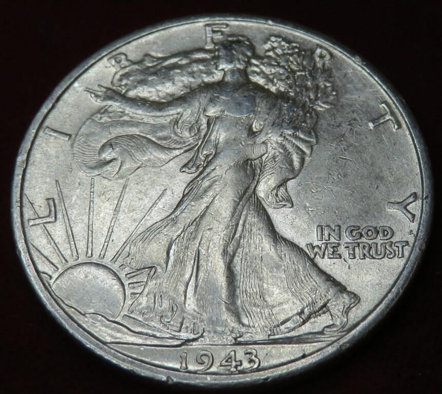 1943 S Full Head Walking Liberty Half Dollar