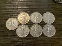 (7) Walking Liberty 1/2 Dollar