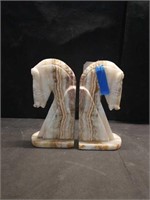 PAIR OF ONYX HORSE BOOKEND STATUES - 11"