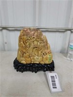 SOAPSTONE CARVING WITH STAND - 11"