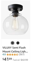 VILUXY Semi Flush Mount Ceiling Light Clear Glass