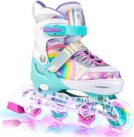 NEW $73 (SZ 7-8) Kid Rainbow Inline LightUp Skates