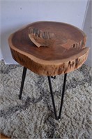 Side Table Made w Live Edge Wood 15"D x 18.5"