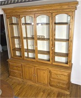 Beautiful Large Oak China Cabinet. 2 Piece.