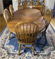 Gorgeous Large Solid Oak Dining Table With 6
