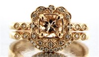 14kt Rose Gold 1.15 ct Morganite & Diamond Bridal