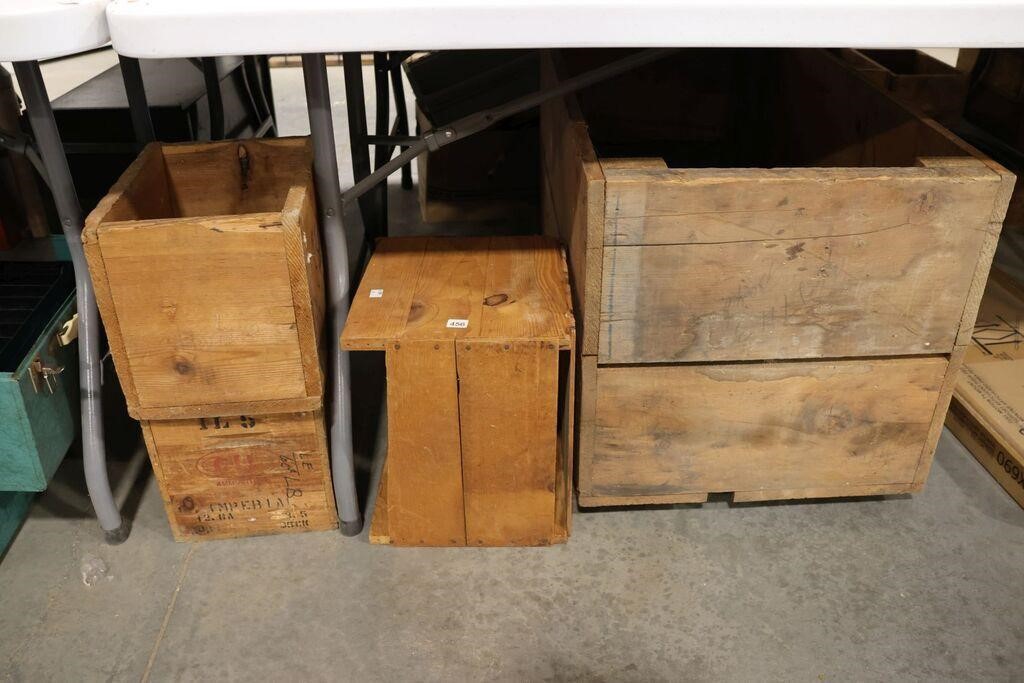CIL AMMO BOX, LARGE WOODEN CRATE & 2 SMALL CRATES