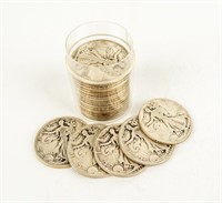 Coin Tube of 21 Walking Liberty Half Dollars-G
