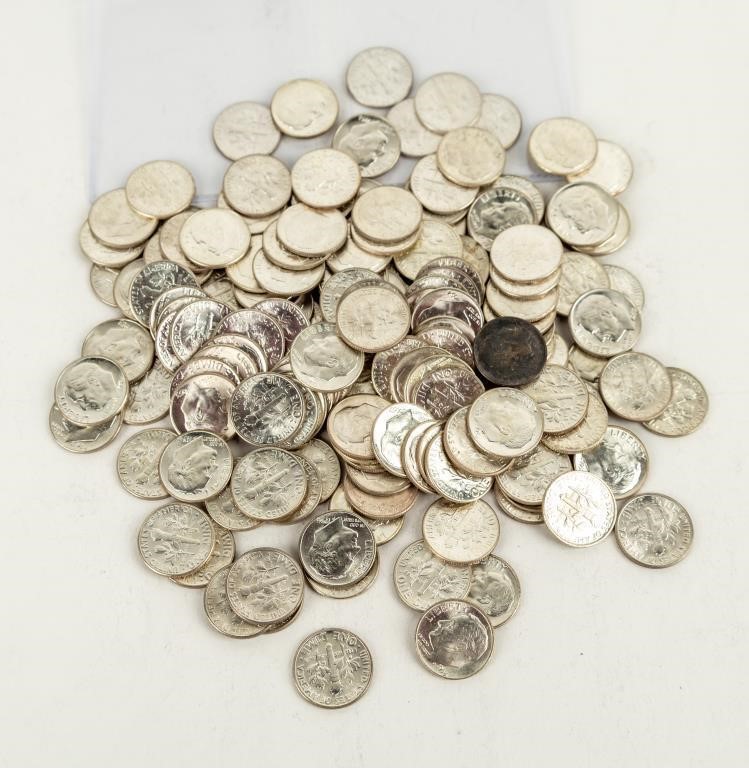 Coin 150 Silver Roosevelt Dimes-BU