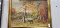 McAllister cow / tree painting 27 1/4 x 19 1/2