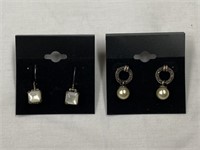 Sterling Silver Faux Pearl & Moonstone Earrings