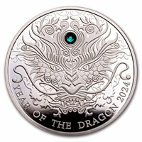 2024 1/2 Oz Silver Year Of The Dragon W/ Box & Coa
