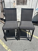 Pair Woven Bar Chairs