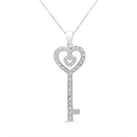 Radiant .20ct Diamond Double Heart & Lock Necklace
