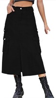 (new)Size:M,Women's Denim Midi Skirt Button