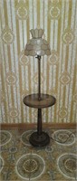 Wood Table Floor Lamp with Shell Shade