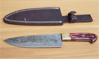 Damascus Hunting Knife W/ Sheath