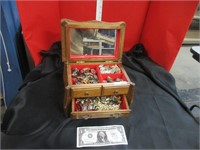 Jewelry box, full of vintage jewelry, some rare