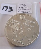 1973 Ten Dollar Montreal Olympics Silver Coin