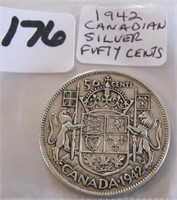 1942 Canadian Silver Fifty Cents Coin