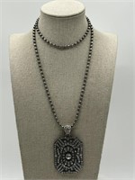 Paula Abdul Silver Crystal Deco Style Necklace