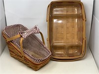 2 Longaberger- 1997 gathering basket with divided
