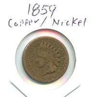 1859 Indian Head Cent - Copper/Nickel, Oak