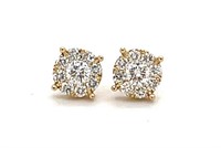 14K YELLOW GOLD 0.40CT DIAMOND CLUSTER EARRINGS