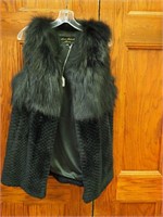 Linda Richard rabbit and fox fur vest, size medium