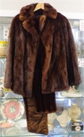 Short chocolate mink coat and similar stole