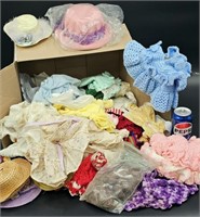 Box of Handmade Dolls Cloths - Crochet, Knitted +